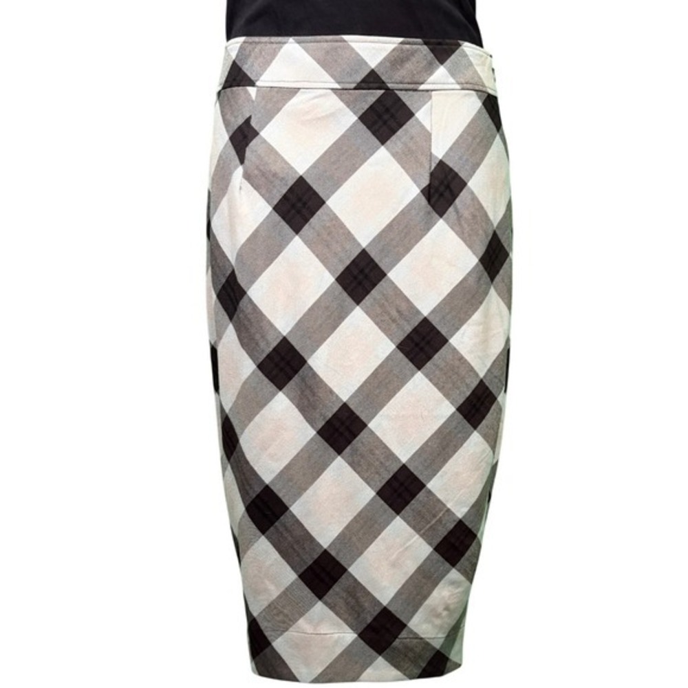 Free People Plaid Pencil Skirt Asymmetric Hem Career Casual Size 12 - Picture 3 of 10